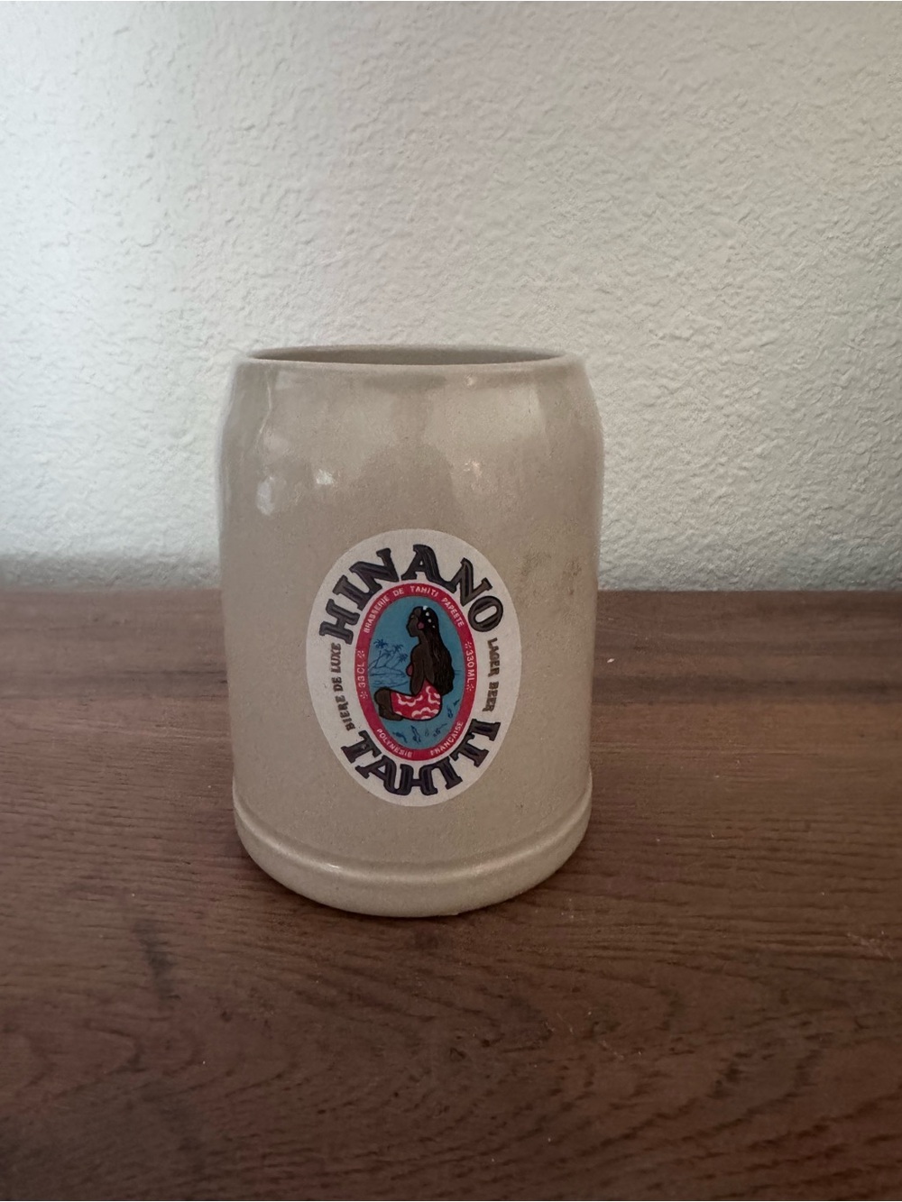 Hinano Tahiti Stoneware Tumbler - Beige with Multicolor Logo